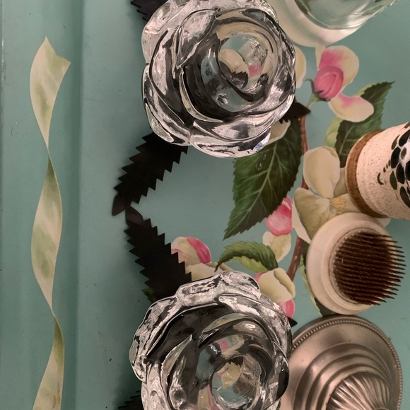 1PR Kosta Boda Glass Scandinavian Rose Candle Holders - Picture 4 of 4